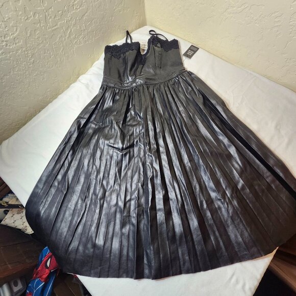 Express Faux Leather Pleated MidiDress - Picture 1 of 6